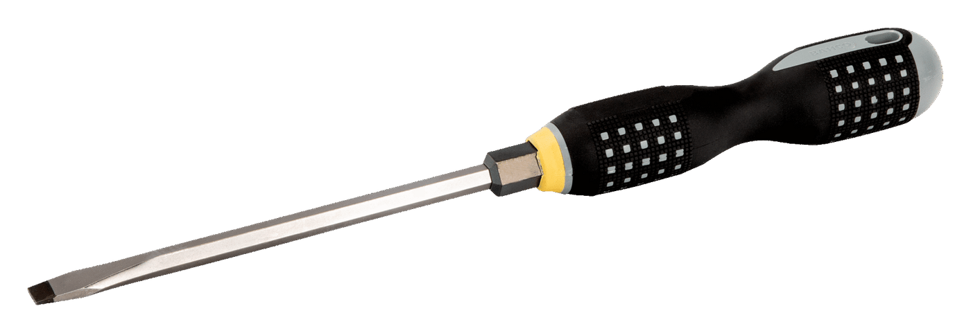 ERGO™ Hex Bolster Slotted Flat Screwdrivers with Rubber Grip 8 mm BE-8160