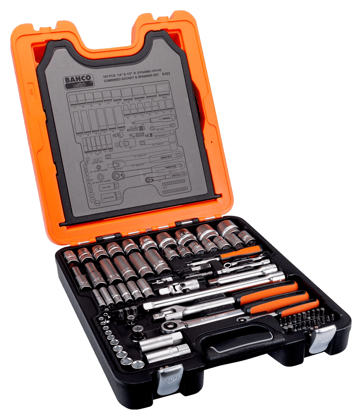 1/4" and 1/2" Square Drive Socket Set with Combination Spanner Set S103