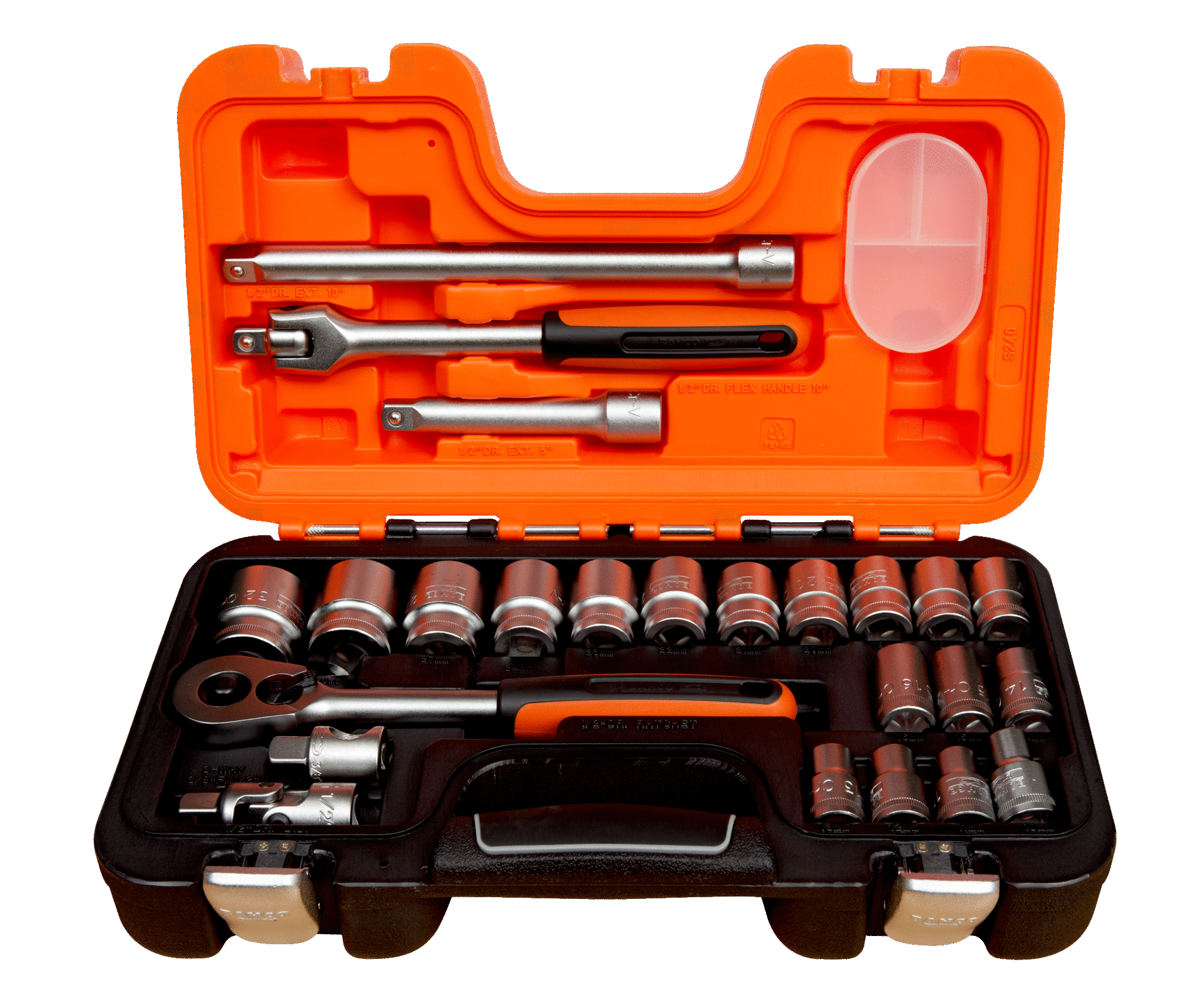 1/2" Square Drive Socket Set with Metric Hex Profile and Ratchet S240