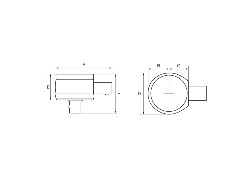 Round Ratchet Head with Rectangular Connector 9R-3/8