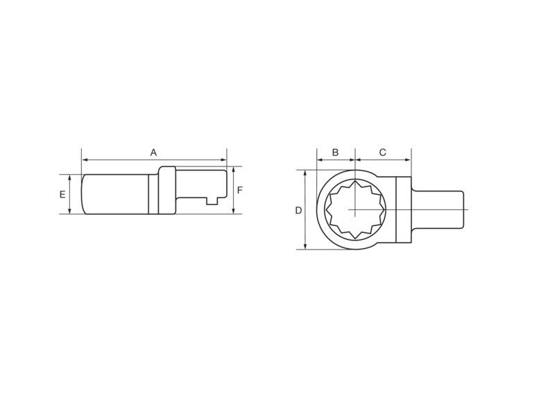 Ring End Metric Wrench with Rectangular Connector 148-24