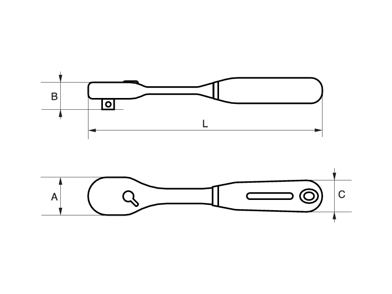 1/2" Pear Head Reversible Ratchets with 60 Teeth and 6° Action Angle 8150QR