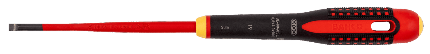 ERGO™ Slim VDE Insulated Slotted Screwdrivers with 3-Component Handle 4 mm BE-8040SL