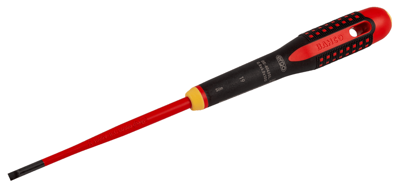 ERGO™ Slim VDE Insulated Slotted Screwdrivers with 3-Component Handle 4 mm BE-8040SL