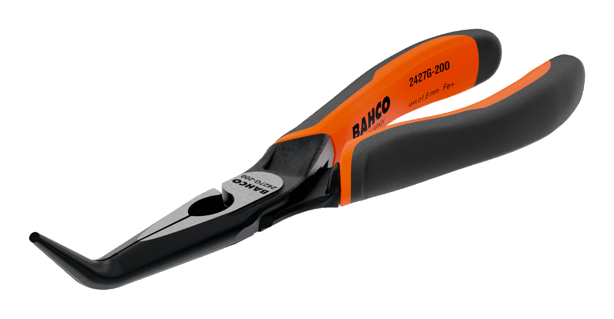 ERGO™ 45° Bent Tip Snipe Nose Pliers with Self-Opening Dual-Component Handles and Phosphate Finish 2427 G-160 IP