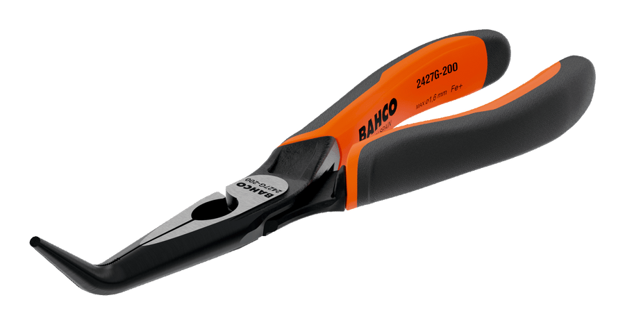 ERGO™ 45° Bent Tip Snipe Nose Pliers with Self-Opening Dual-Component Handles and Phosphate Finish 2427 G-160 IP