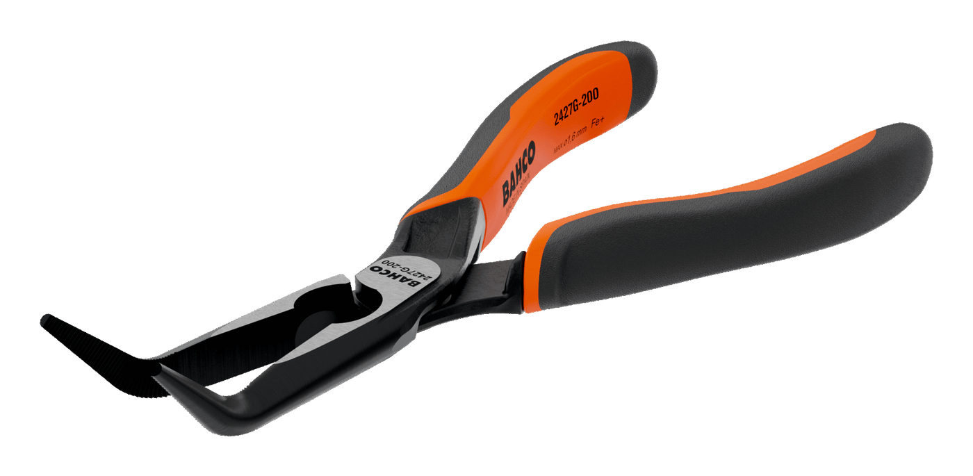 ERGO™ 45° Bent Tip Snipe Nose Pliers with Self-Opening Dual-Component Handles and Phosphate Finish 2427 G-160 IP