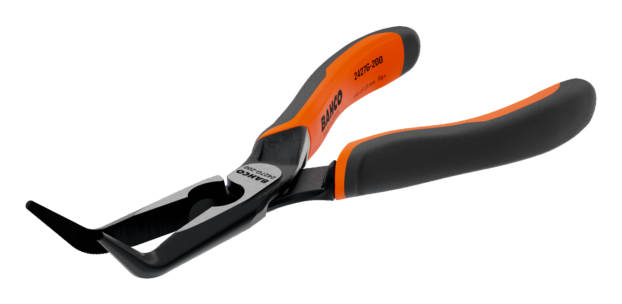 ERGO™ 45° Bent Tip Snipe Nose Pliers with Self-Opening Dual-Component Handles and Phosphate Finish 2427 G-160 IP