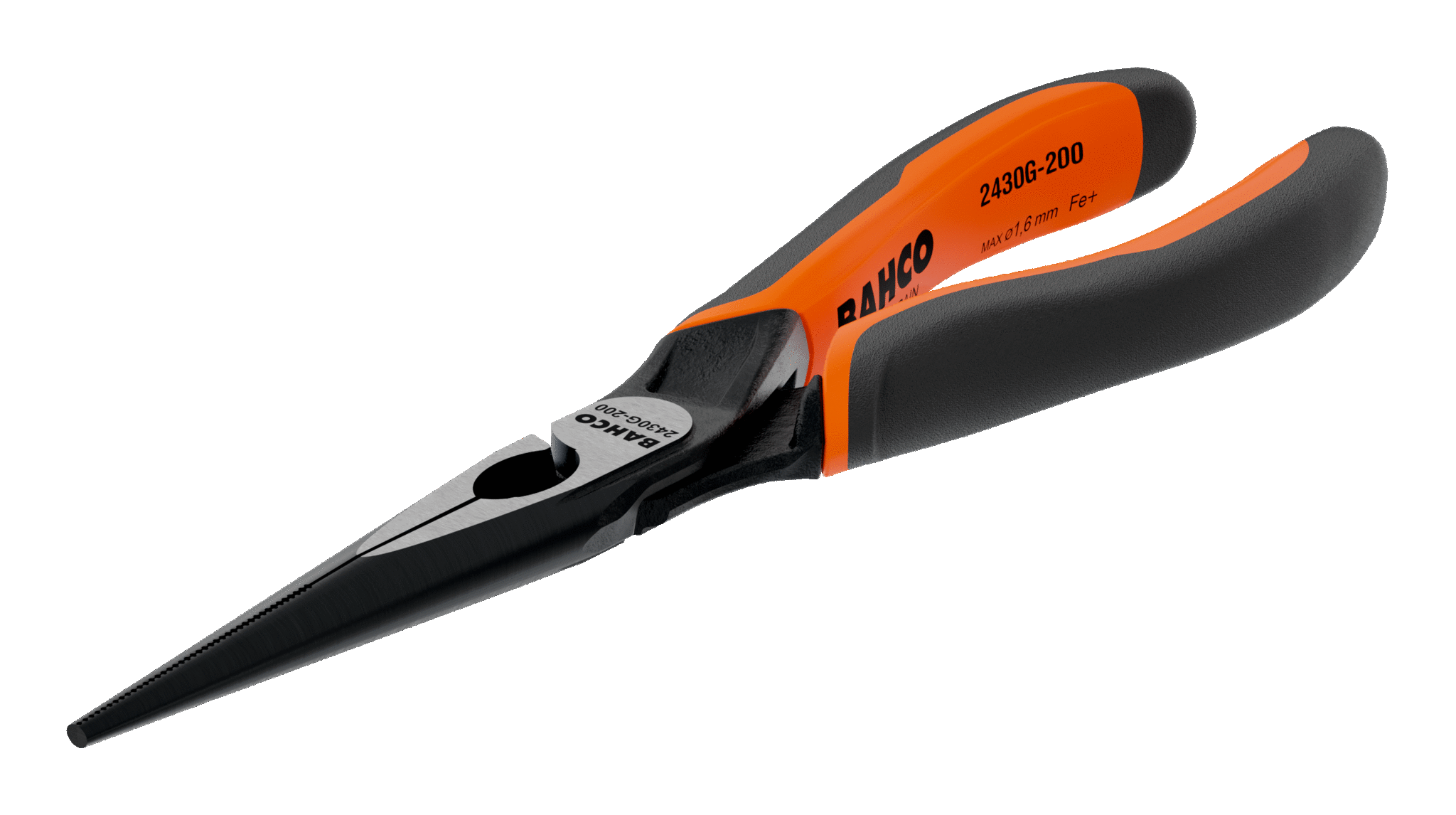 ERGO™ Long Snipe Nose Pliers with Self-Opening Dual-Component Handles and Phosphate Finish 2430 G-160 IP