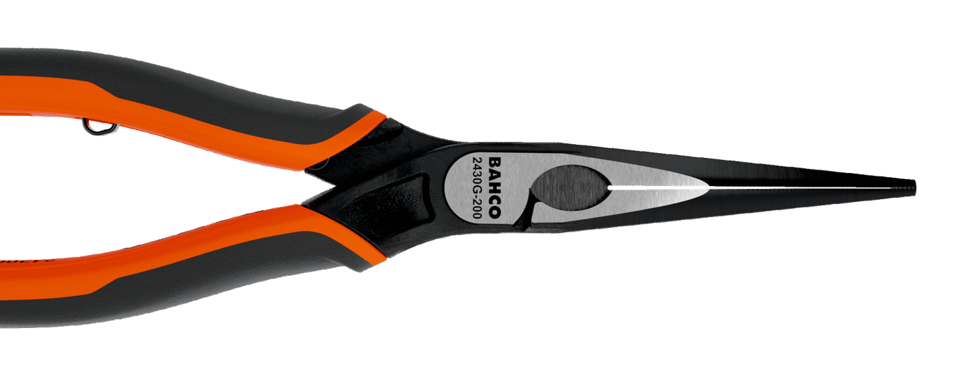 ERGO™ Long Snipe Nose Pliers with Self-Opening Dual-Component Handles and Phosphate Finish 2430 G-160 IP