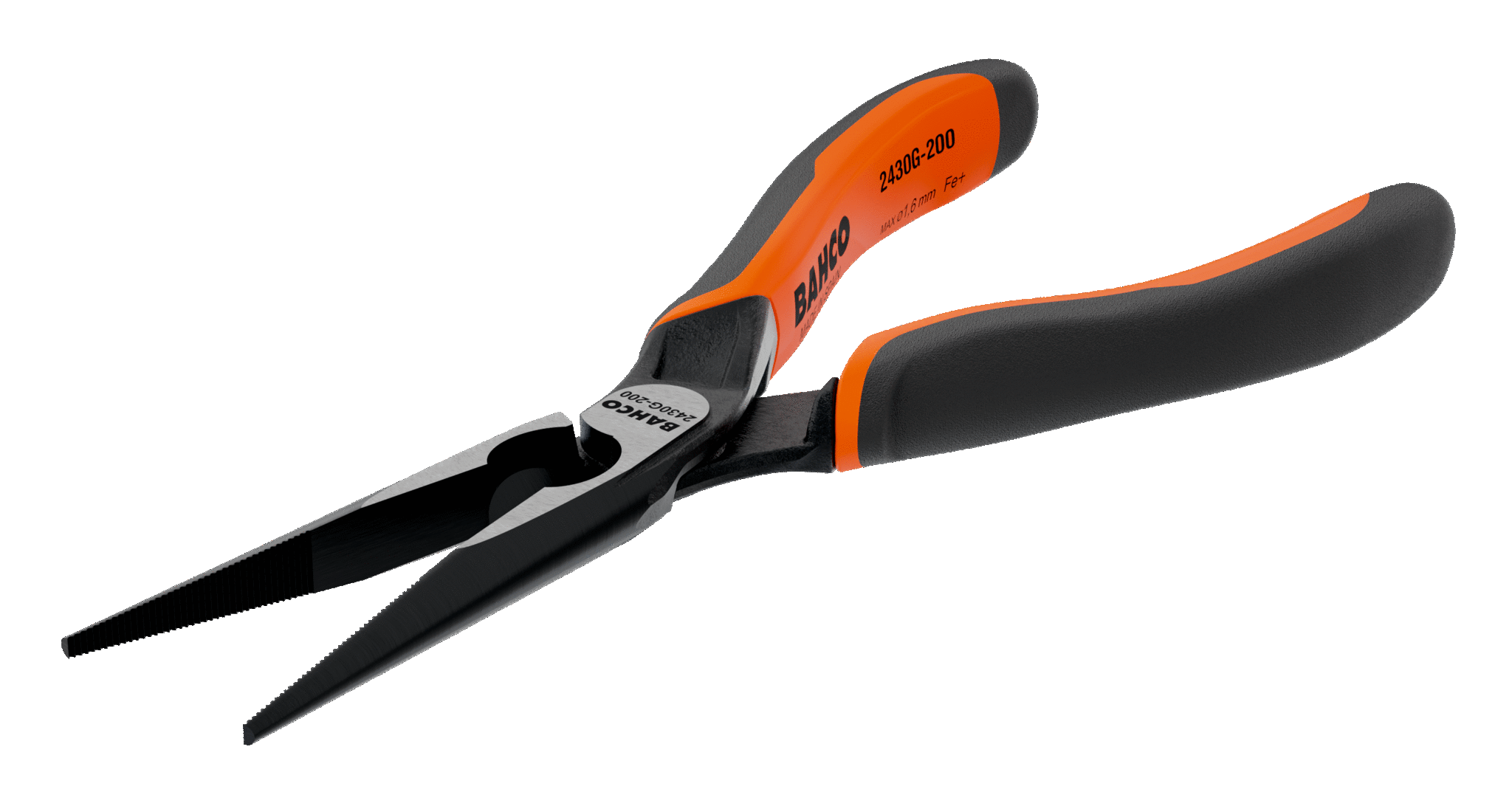 ERGO™ Long Snipe Nose Pliers with Self-Opening Dual-Component Handles and Phosphate Finish 2430 G-160 IP