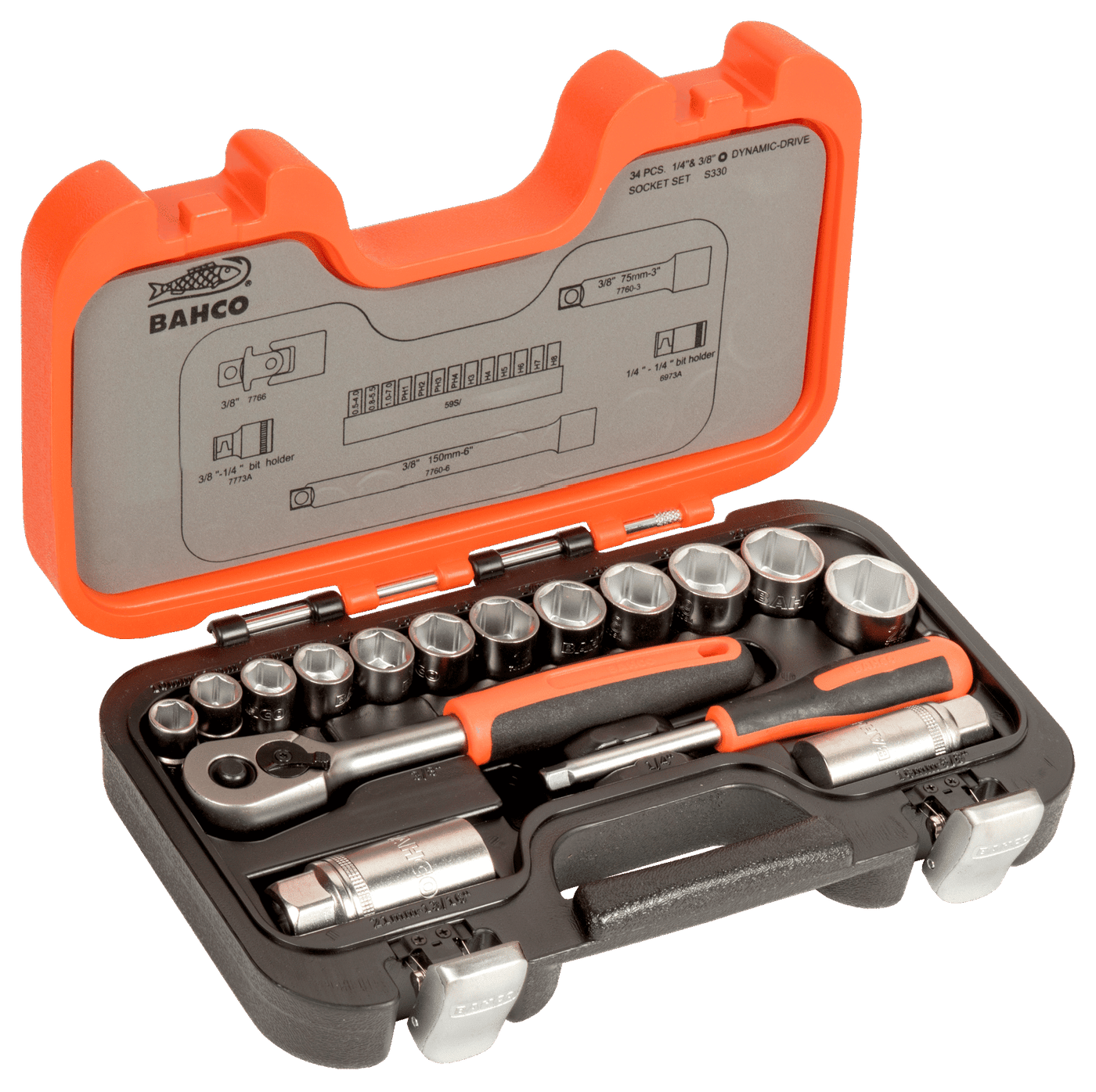 1/4" and 3/8" Square Drive Socket Set with Metric Hex Profile and Ratchet S330