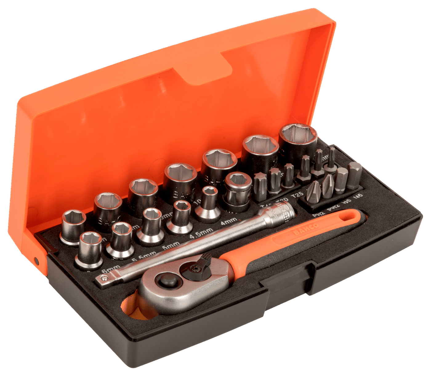 1/4" Square Drive Socket Set with Metric Hex Profile and Screwdriver Bits/Bit Holder SL25