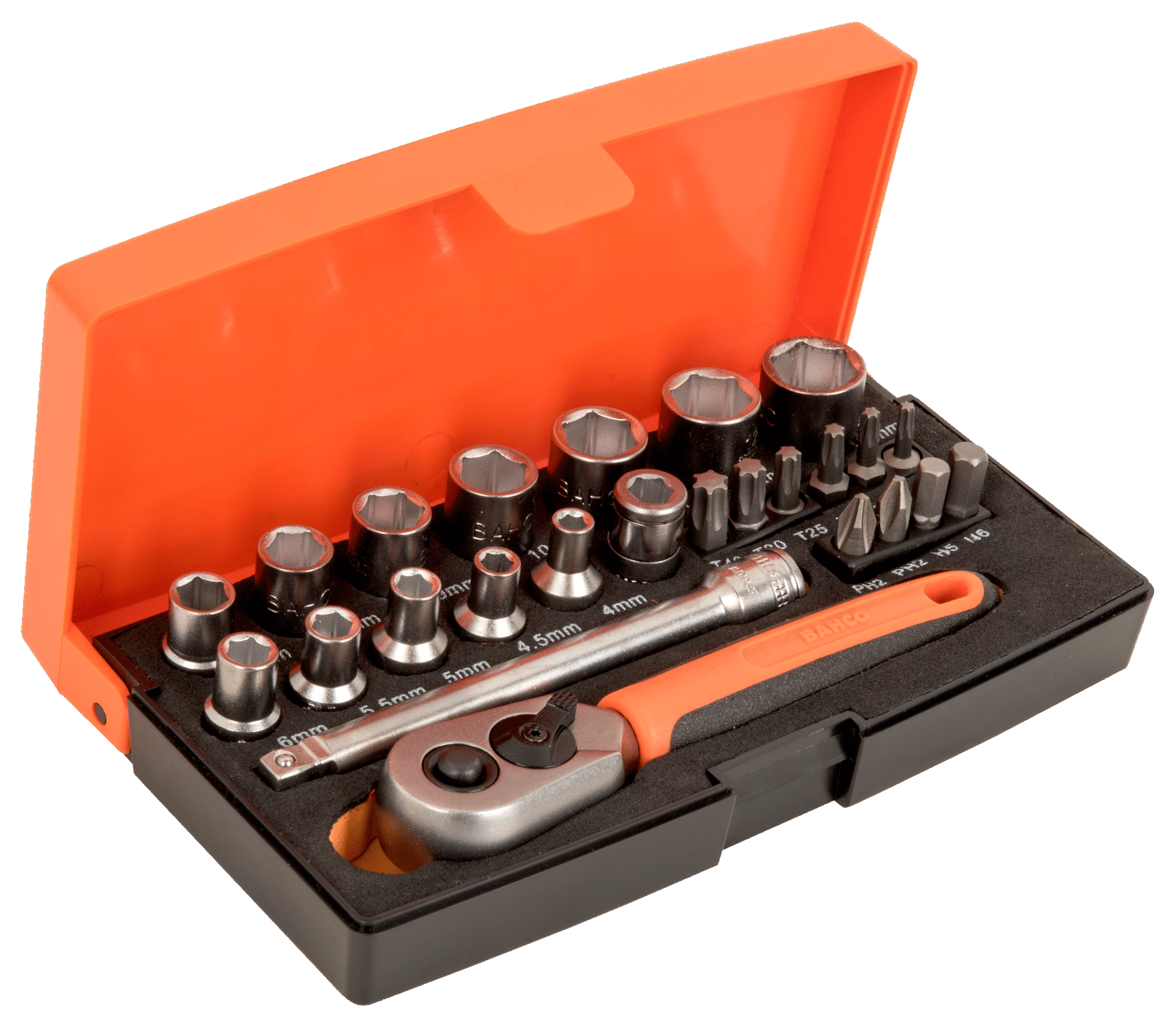 1/4" Square Drive Socket Set with Metric Hex Profile and Screwdriver Bits/Bit Holder SL25