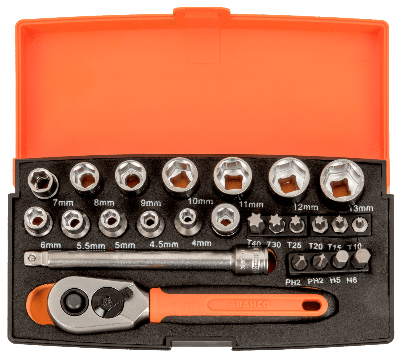 1/4" Square Drive Socket Set with Metric Hex Profile and Screwdriver Bits/Bit Holder SL25