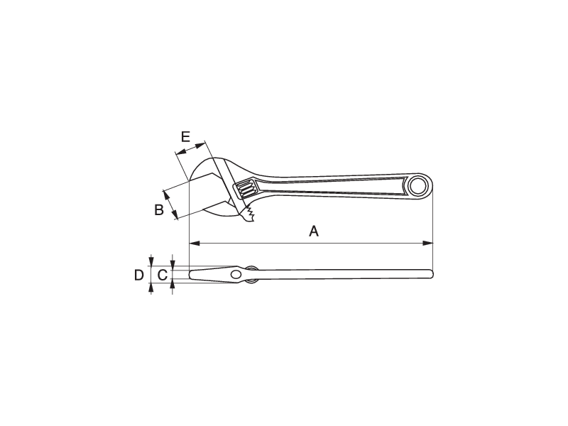 ERGO™ Central Nut Wide Opening Jaw Adjustable Wrenches with Rubber Handle and Phosphate Finish 9035