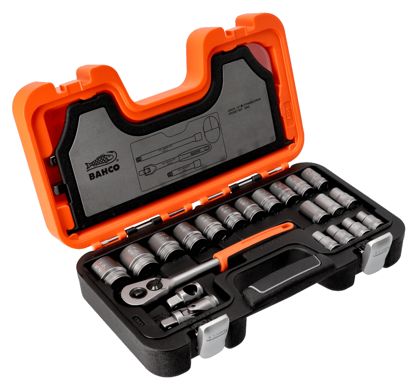 1/2" Square Drive Socket Set with Metric Hex Profile and Ratchet S240