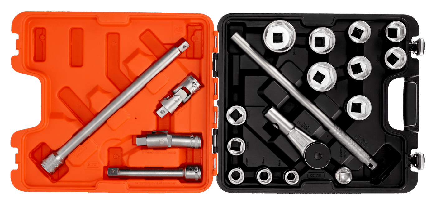 3/4" Square Drive Socket Set with Metric Hex Profile and Ratchet Head - 20 Pcs/Case SLX20