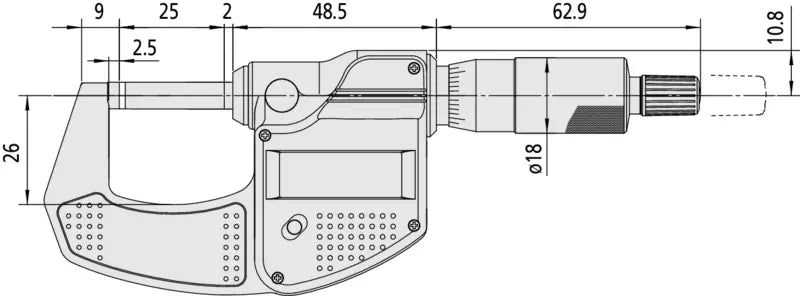 Digital Micrometer, Inch/Metric 0-1", w/o Output, Friction Thimble